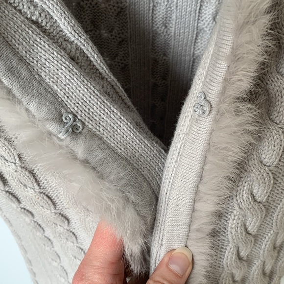 Saks Fifth Avenue Clothes (real) Cotton/Wool Blend Vest with Rabbit Fur Trim - Picture 3 of 7